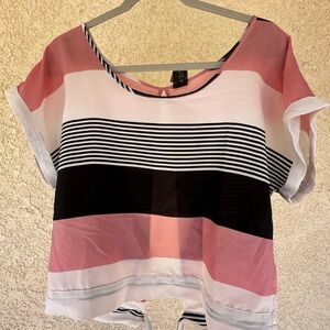 Vintage Striped Pink and Black Women's Top